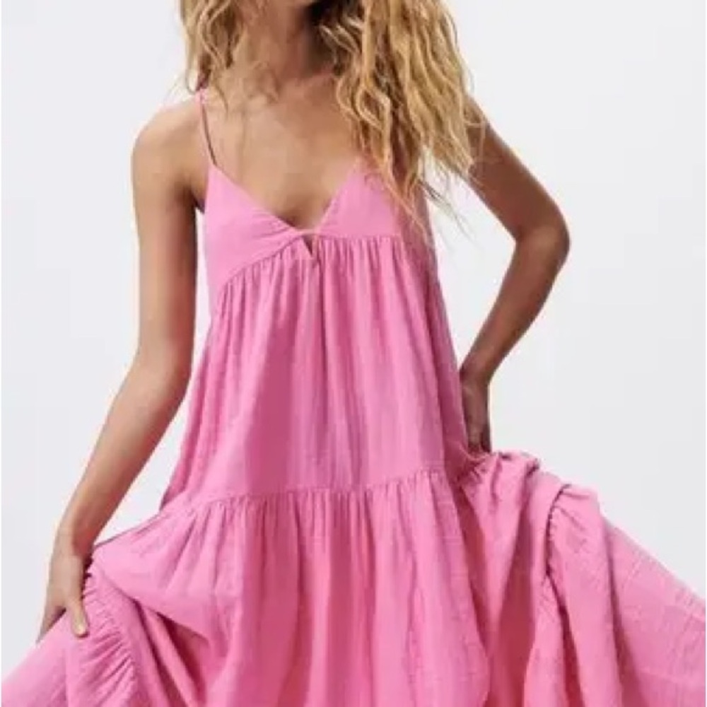 🎀 Zara 🎀 Pink Sleeveless Maxi Dress. Size M - Picture 2 of 11